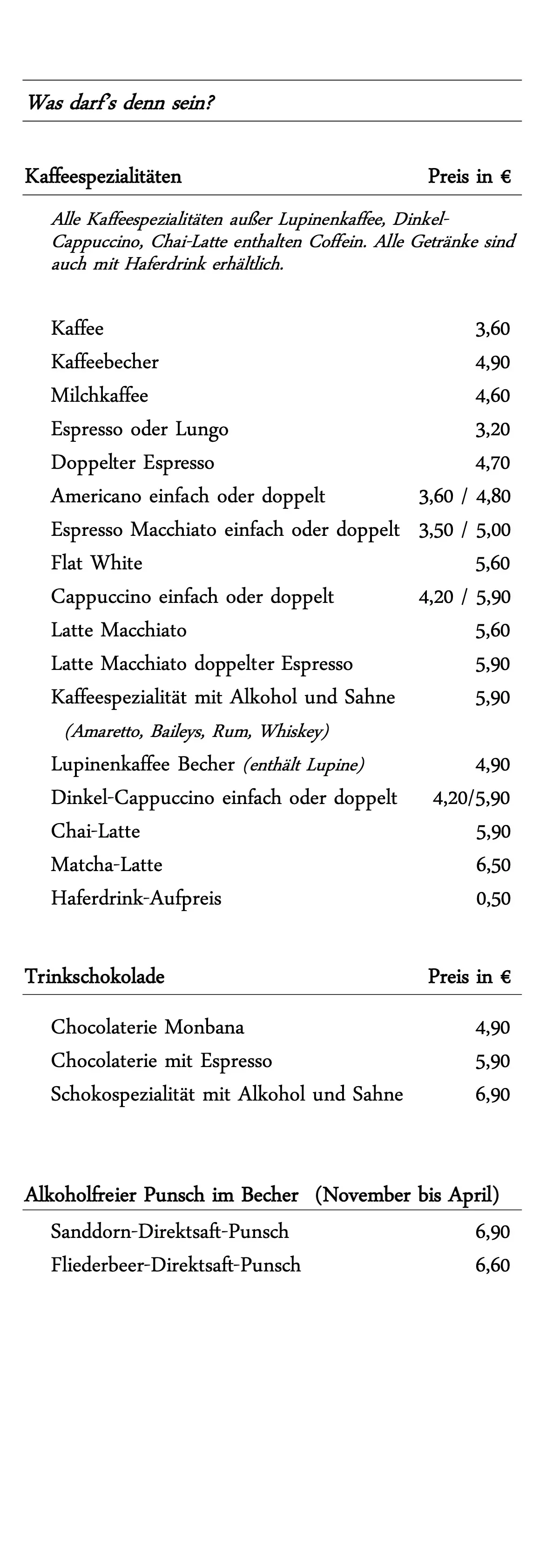 Speisekarte – Seite 2 von 12
